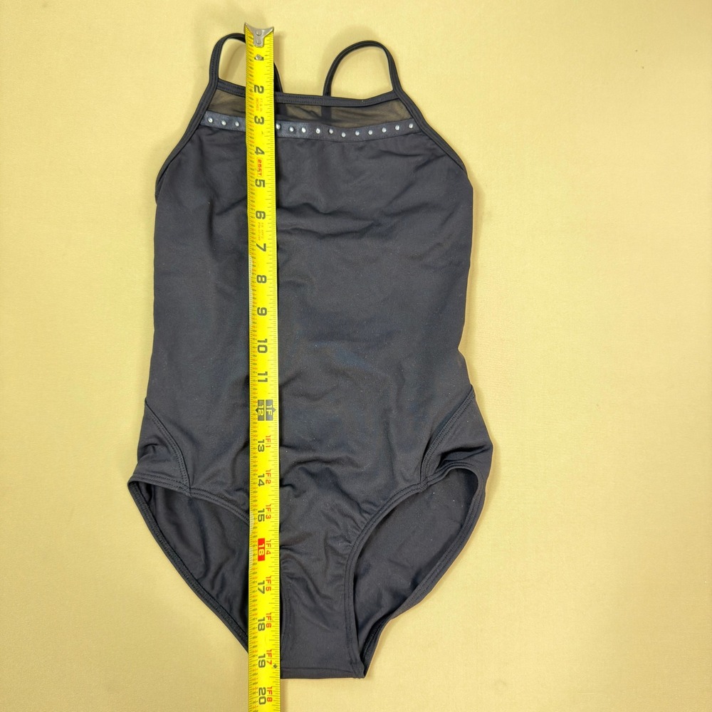 NWOT Bloch Girls Aisling Black Mesh Rhinestone Lattice Back Leotard‎ 8-10 Dance - Picture 5 of 8